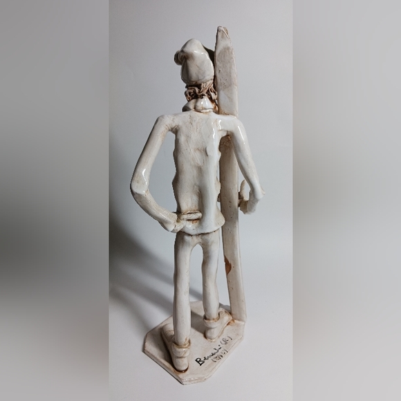 SKIER Dino Bencini Art Sculpture Italy 11" Signed Figurine Xmas Collectible - Picture 4 of 8